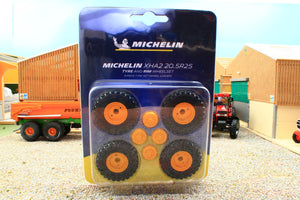 AT3200124 AT Collections Michelin 1:32 Scale 205 R25 XHA2 Tyres with yellow rims and hubs