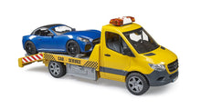Load image into Gallery viewer, B02675 Bruder Mercedes Benz Sprinter Recovery Truck with Roadster
