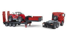 Load image into Gallery viewer, B02774 Bruder MAN TGA Lorry with Low Loader and Manitou MT633 Telehandler