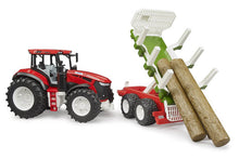 Load image into Gallery viewer, B03453 Bruder ROADMAX Tractor with Forwarding Trailer and 3 tree trunks