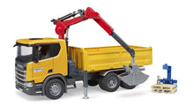 Load image into Gallery viewer, B03551 Bruder Scania Super 560R construction site truck with crane and 2 pallets