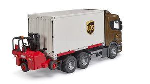 B03582 Bruder Scania Super 560R UPS logistics truck with truck-mounted forklift