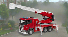 Load image into Gallery viewer, B03591 Bruder Scania Super 560R fire brigade with turntable ladder, water pump and light &amp; sound module