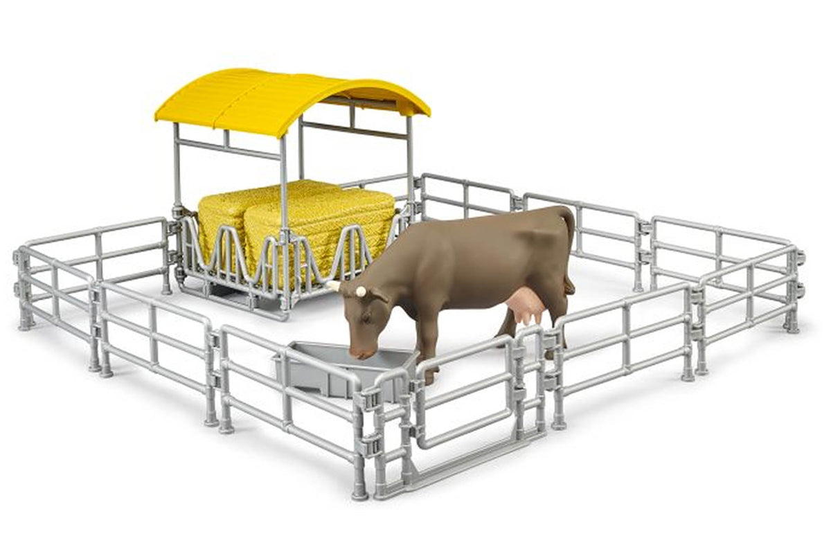 B62612 Bruder Hay Rack with Fences, Cow and Trough – Brushwood Toys