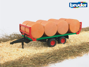 B02220 Bruder Bale Trailer + 8 Round Bales