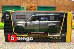 BUR2110K BURAGO 1:24 Scale New Land Rover Defender 110 in Grey with Black Roof