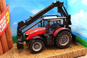 BUR31672 BURAGO 1:50 Scale Massey Ferguson 4WD Forestry Tractor with log crane and logs