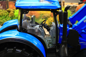 BUR44083 Burago 132 Scale New Holland T7.315 HD 4WD Tractor with front loader and round bale grab