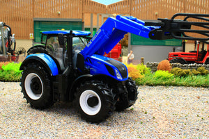BUR44083 Burago 132 Scale New Holland T7.315 HD 4WD Tractor with front loader and round bale grab