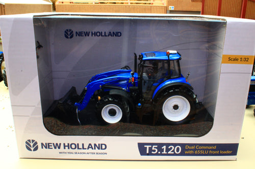 BROKEN UH6682 Universal Hobbies 132 Scale New Holland T5.120 Dual Command 4WD Tractor with Front Loader and Bucket 655 LU 2025 DETACHED LIGHT CLUSTER AND BEACON