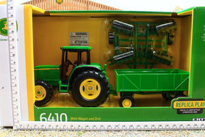 ERT15489 Ertl 1:32 Scale John Deere 6410 4WD Tractor with trailer and disk harrows