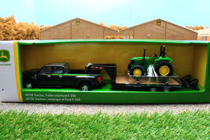 ERT46630CM Ertl 132 Scale Ford F350 Pickup + Trailer + John Deere 5075E Tractor