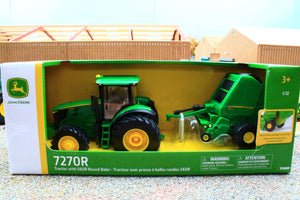 ERT47355 ERTL 1:32 Scale John Deere 7270R 4WD Tractor with JD 560R Round Baler set