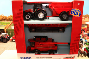 ERT47357 Ertl 1:32 Scale Case IH Harvesting set AFS 8230 Combine Harvester with Magnum 380 Tractor and Grain Cart