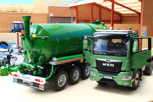 Ex Demo W07650 Wiking MAN TGS 18.510 4x4 2 Axle Lorry Tractor Unit in Green with W7656 Wiking Garant Kotte TSA 30000 Lorry Tanker in Green