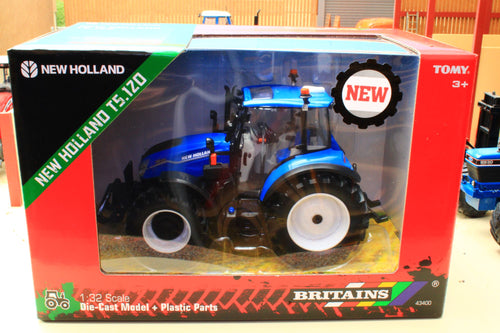 EX-DISPLAY 43400 Britains 1:32 Scale New Holland T5.120 Utility 4WD Tractor