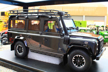 Load image into Gallery viewer, GT Spirit Models 1:18 scale grey Land Rover Defender 110 Adventure Edition model with roof rack spare wheel and detailed rugged styling