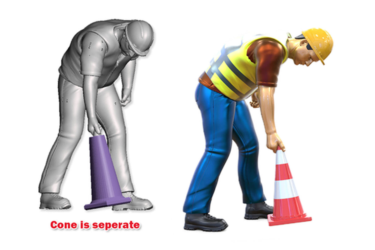 PYO196 Figure 1:32 Scale - Workman Moving Traffic Cone - Separate Part ...
