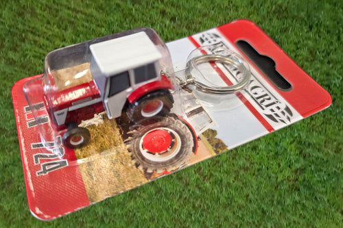 Case IH Tractor Keyring – Handmade Satin Ribbon Key Fob, UK Made, Modern Gift