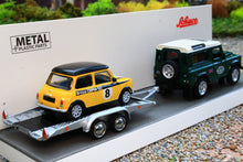 Load image into Gallery viewer, SCH20438 Schuco 1:64 Scale Land Rover Defender 90 with Mini Cooper on Trailer
