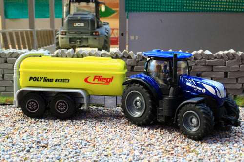 SIM502A Majorette 187 Scale New Holland T7300 4WD With Fliegl Tanker