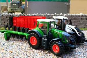 SIM503A Majorette 187 Scale 4 Piece Fendt and Valtra Set with Trailer and Plough