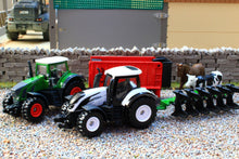 Load image into Gallery viewer, SIM503A Majorette 187 Scale 4 Piece Fendt and Valtra Set with Trailer and Plough