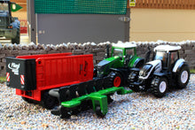Load image into Gallery viewer, SIM503A Majorette 187 Scale 4 Piece Fendt and Valtra Set with Trailer and Plough