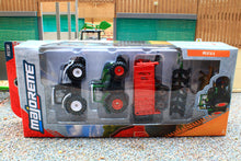 Load image into Gallery viewer, SIM503A Majorette 187 Scale 4 Piece Fendt and Valtra Set with Trailer and Plough