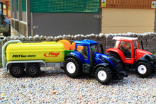 Load image into Gallery viewer, SIM503B Majorette 187 Scale 4 Piece Valtra and Lintrac Tractor Set with Slurry Tanker and Trailer