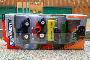 SIM503B Majorette 187 Scale 4 Piece Valtra and Lintrac Tractor Set with Slurry Tanker and Trailer