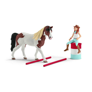 SL42441 Schleich Horse Club Hannah's Western Riding Set with rider and jump poles
