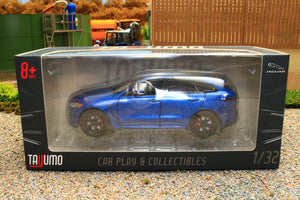 TAY32110020 TAYUMO 1:32 Scale Jaguar F Pace in Met Blue with lights and sound