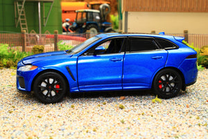 TAY32110020 TAYUMO 1:32 Scale Jaguar F Pace in Met Blue with lights and sound