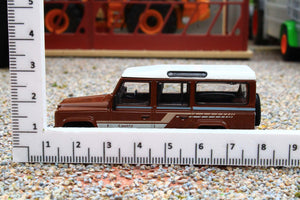 TSMMGT00734R Mini GT 1:64 Scale Land Rover Defender 110 1985 County Station Wagon in Russet Brown RHD