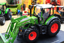 Load image into Gallery viewer, Green Fendt 516 Vario 4WD tractor model with front loader and red wheels from Universal Hobbies in 1 to 32 scale