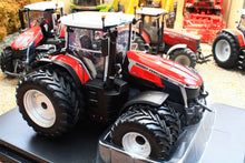Load image into Gallery viewer, Universal Hobbies Massey Ferguson 9S.425 4WD tractor model in red with dual wheels displayed among other agricultural models