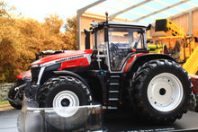 Load image into Gallery viewer, Universal Hobbies Massey Ferguson 9S.425 4WD tractor model with dual wheels displayed in a farm machinery setting