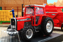 Load image into Gallery viewer, UH6764 Universal Hobbies 1:32 Scale Massey Ferguson 590 4WD Tractor with wide rear tyres Red Cab version