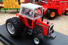 Load image into Gallery viewer, UH6767 Universal Hobbies 1:32 Scale Massey Ferguson 575 2WD Tractor with Molcon Duals Silver Red Cab version