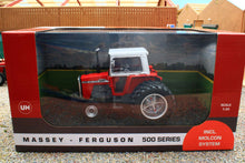 Load image into Gallery viewer, UH6767 Universal Hobbies 1:32 Scale Massey Ferguson 575 2WD Tractor with Molcon Duals Silver Red Cab version