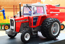 Load image into Gallery viewer, UH6767 Universal Hobbies 1:32 Scale Massey Ferguson 575 2WD Tractor with Molcon Duals Silver Red Cab version