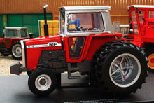 Load image into Gallery viewer, UH6767 Universal Hobbies 1:32 Scale Massey Ferguson 575 2WD Tractor with Molcon Duals Silver Red Cab version