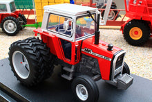 Load image into Gallery viewer, UH6768 Universal Hobbies 1:32 Scale Massey Ferguson 590 2WD Tractor with Molcon Duals Silver Red Cab version