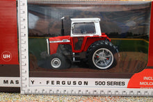 Load image into Gallery viewer, UH6768 Universal Hobbies 1:32 Scale Massey Ferguson 590 2WD Tractor with Molcon Duals Silver Red Cab version