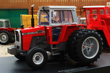 Load image into Gallery viewer, UH6768 Universal Hobbies 1:32 Scale Massey Ferguson 590 2WD Tractor with Molcon Duals Silver Red Cab version