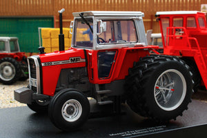 UH6768 Universal Hobbies 1:32 Scale Massey Ferguson 590 2WD Tractor with Molcon Duals Silver Red Cab version