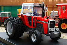 Load image into Gallery viewer, UH6768 Universal Hobbies 1:32 Scale Massey Ferguson 590 2WD Tractor with Molcon Duals Silver Red Cab version