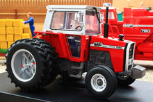 Load image into Gallery viewer, UH6768 Universal Hobbies 1:32 Scale Massey Ferguson 590 2WD Tractor with Molcon Duals Silver Red Cab version