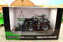 Load image into Gallery viewer, UH6862 Universal Hobbies 1:32 Scale Deutz Fahr 6150.4 TTV Warrior 4WD Tractor Gloss Black with Front Loader Limited Edition